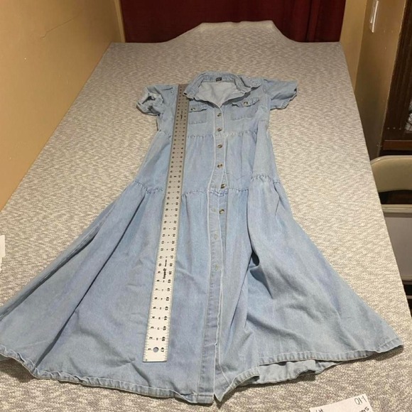 Dresses & Skirts - No brand Blue denim maxi dress with button-up front women M. SKU-B217